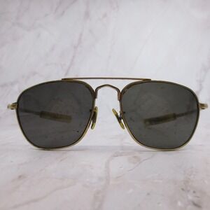 American Optical Vintage Aviator Sunglasses Gold Tone Metal Frame Bayonet Temple